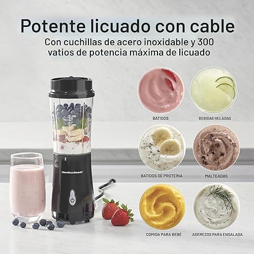 Miniatura 3 de Hamilton Beach - Batidora personal con taza de viaje de 14 onzas con tapa
