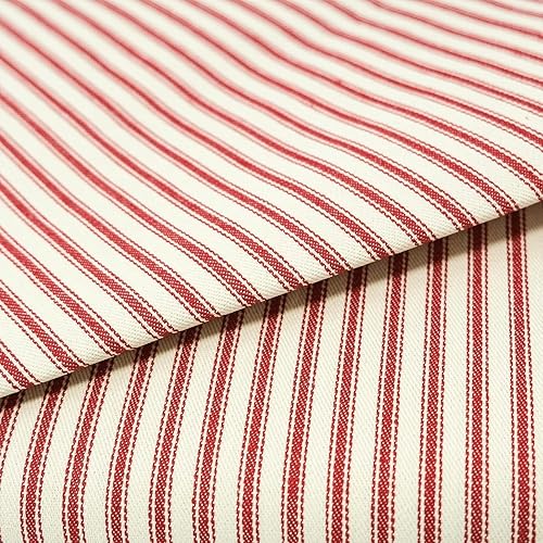 Roc-lon 44/45 Inches Wide 100% Cotton Woven Ticking, Striped Red