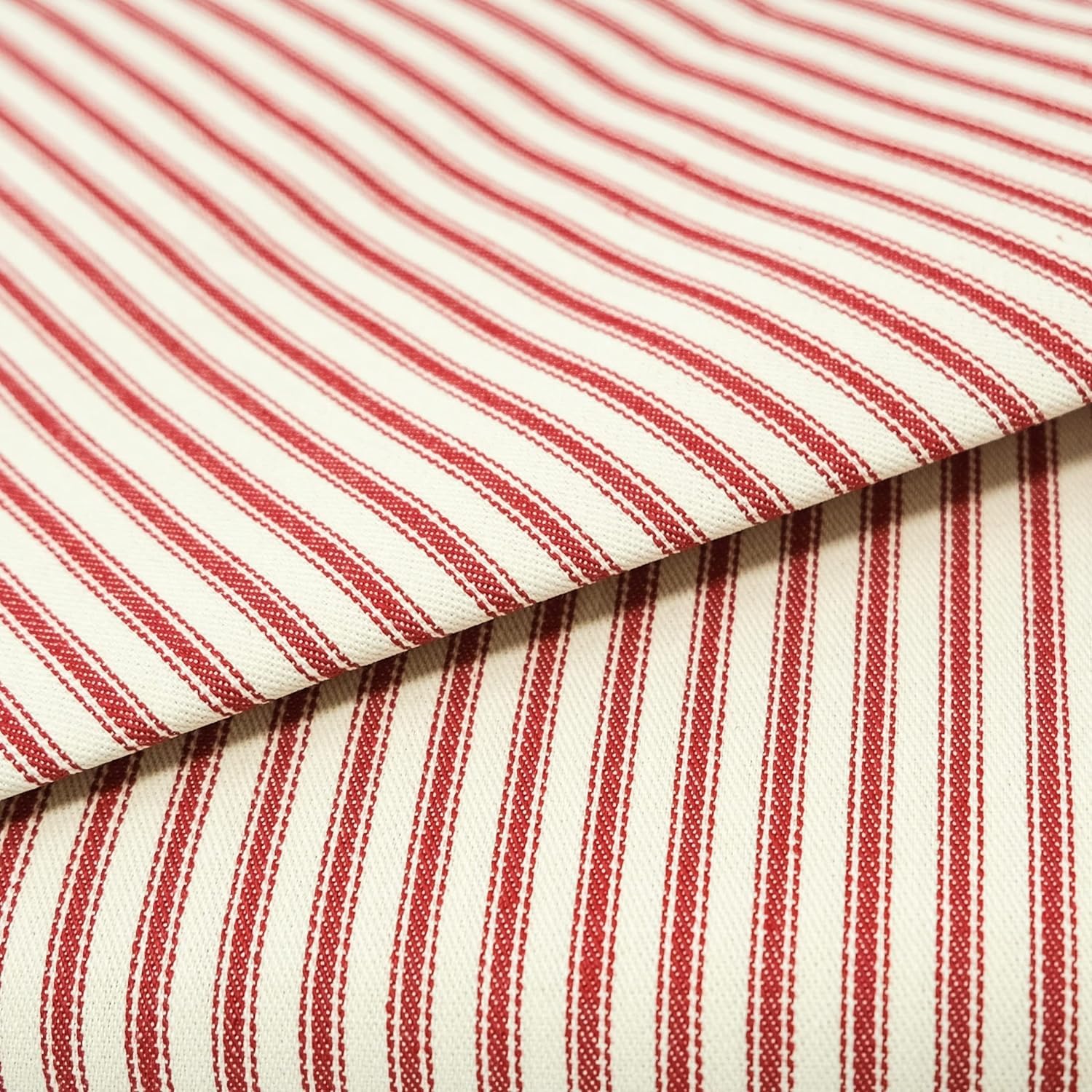ROC-lon 44/45" 100% Cotton Woven Ticking Stripe Red - 5 Yard Precut