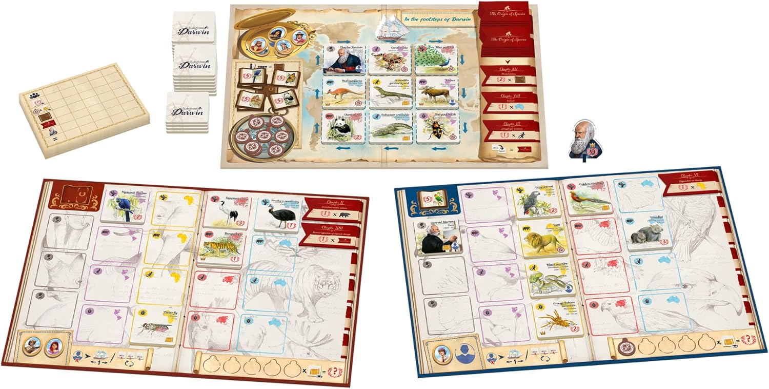 in The Footsteps of Darwin | Mensa Select Winner | Tile Laying Board Game for Kids, Teens, & Adults | Help Create Origins of Species | Fun & Educational Family Game | Ages 8+ | 2-5 Players | 30 Min