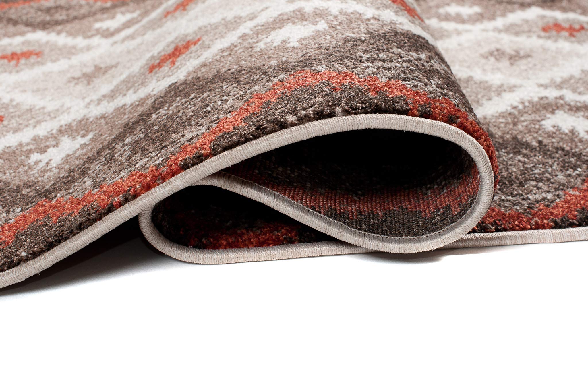 TAPISO Rasta Teppich Läufer Meterware Kurzflor Modern Meliert Karo Vierecke Beige Braun Rot Design Flur Brücke Wohnzimmer Küche ÖKOTEX 70 x 150 cm