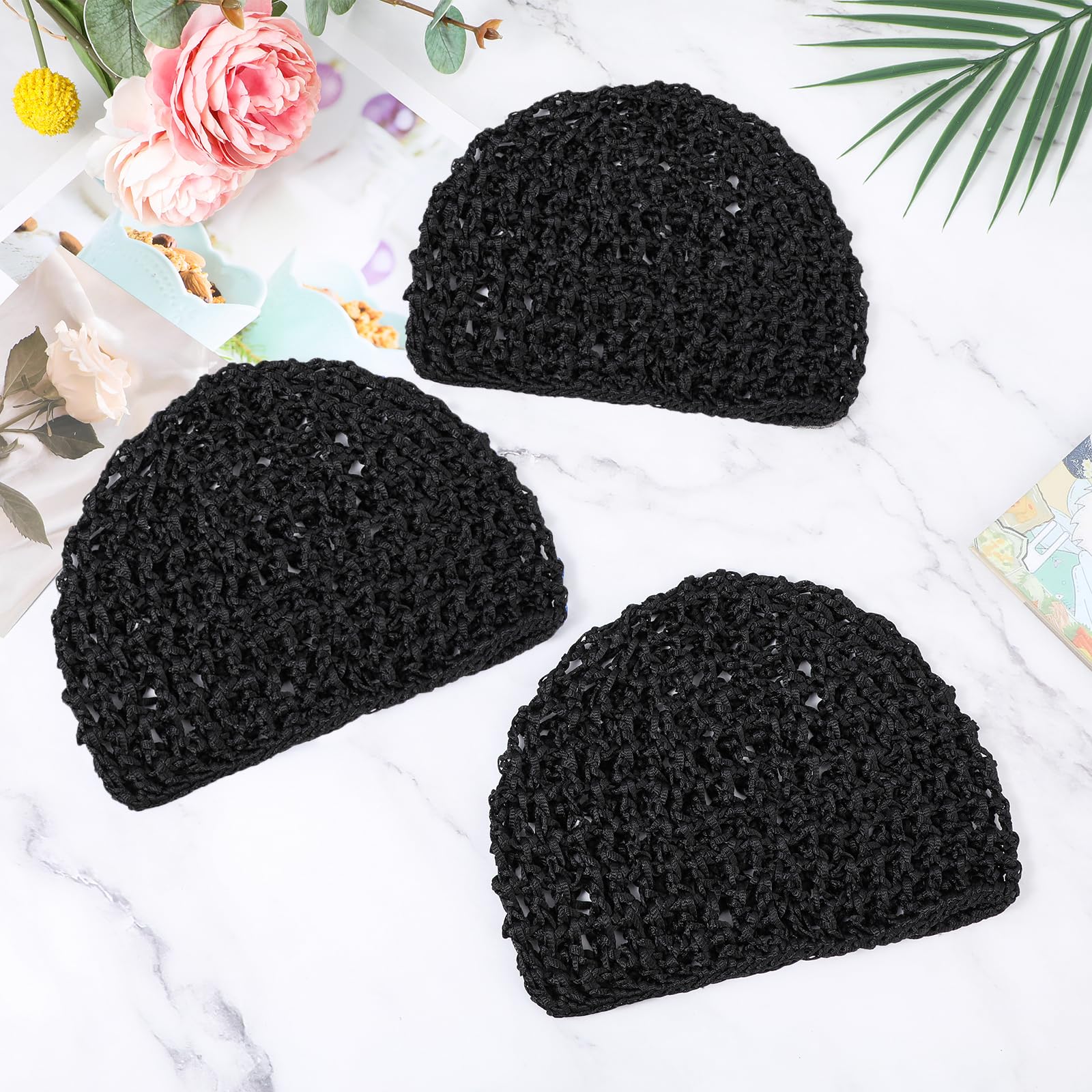 Piriuuo 2 Pcs Hair Nets Cap, Hair Cap For Sleeping Elastic Mesh Crochet Hair Net Snoods For Women Soft Rayon Crocheted Sleep Caps Hair Wrap Net For Silk Press Cover Accessory For