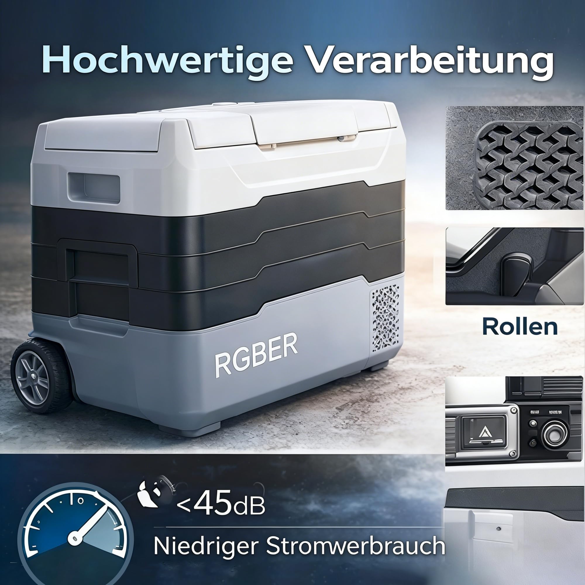 RGBer TG-Serie Kompressor Kühlbox 40 Liter 2in1 Doppelzone Kühl- & Gefrierfach 12/24V 230V -20°C