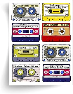 Classic Motown Songs - Unframed Retro Cassette Print - Ideal Gift for Motown Fan
