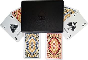 Plastic Playing Cards Double Deck (Black) with Angora Kem Box