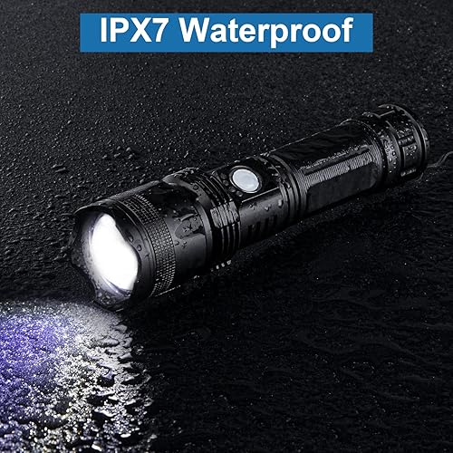 Miniatura 6 de Linternas recargables de 90000 lúmenes altos, paquete de 2, luz LED súper brillante con 5 modos, linterna de mano impermeable más brillante de 12