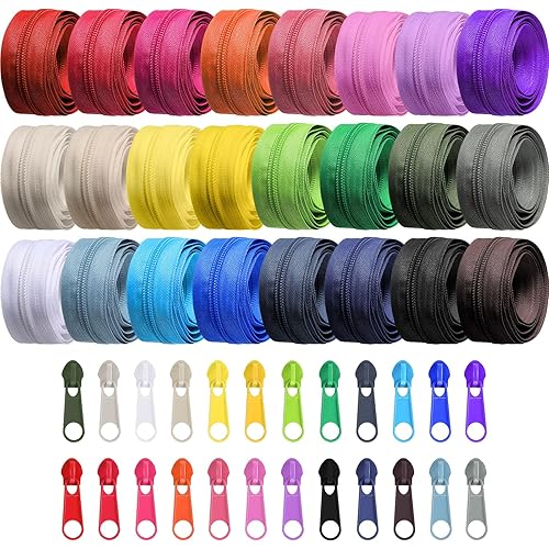 Syhood 24 Colors Zipper Repair Kit, #5 Nylon Coil Sewing