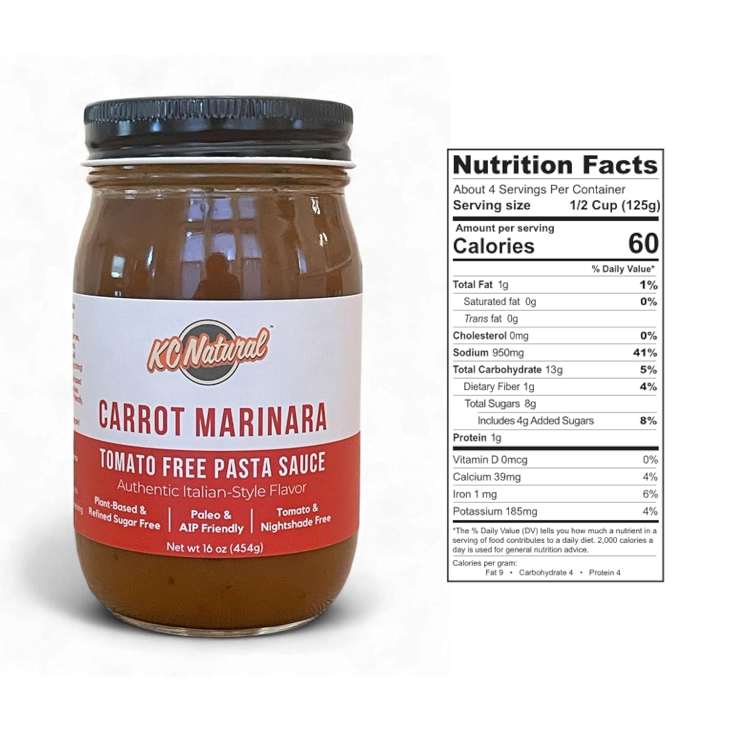 KC Natural Tomato-Free Pasta Sauce Combo Pack, Traditional Style & Carrot Marinara, 31.5 oz Total, Paleo & AIP Friendly