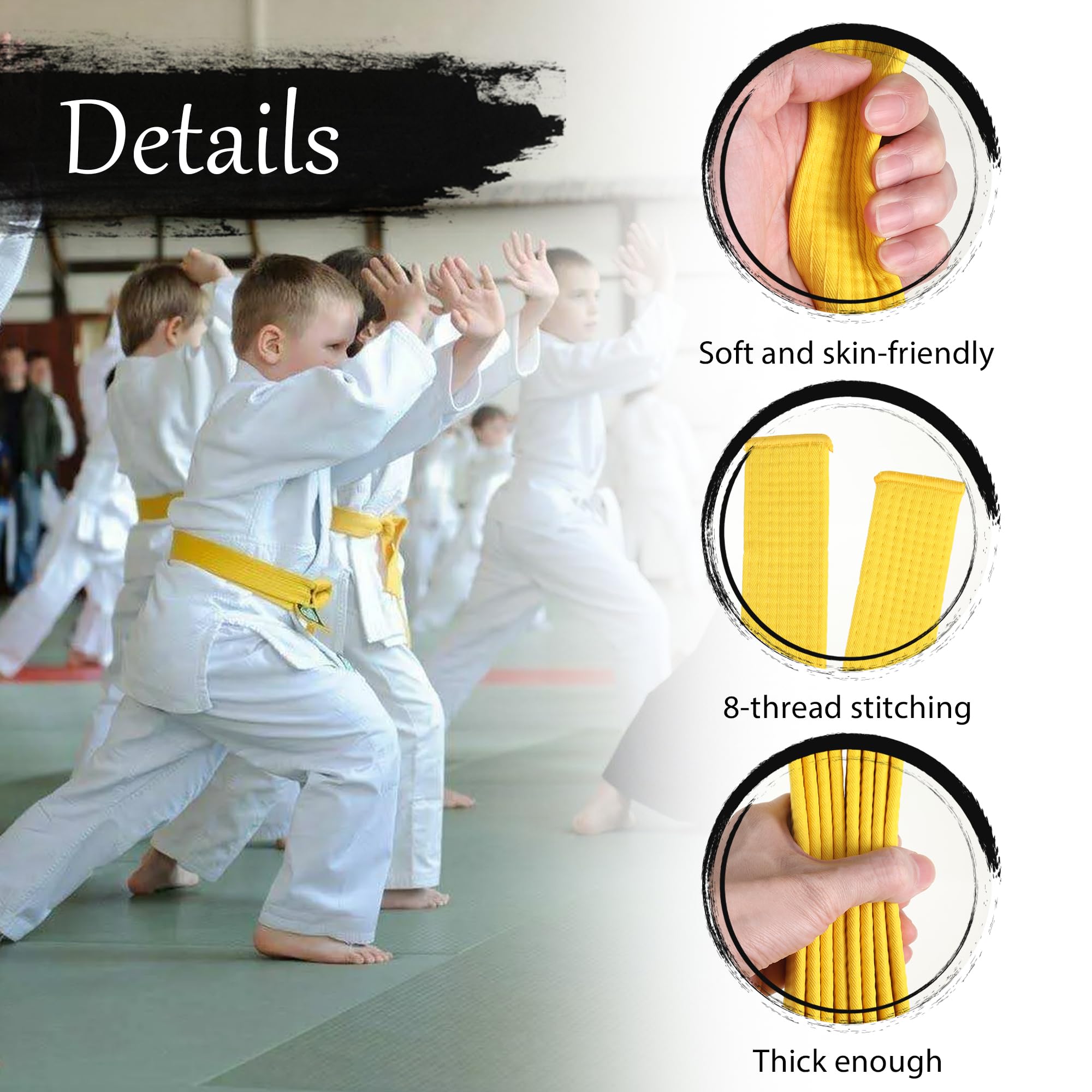 VYNZOR Judo Gürtel 180cm - Baumwolle Kampfsportgürtel Für Kinder & Erwachsene