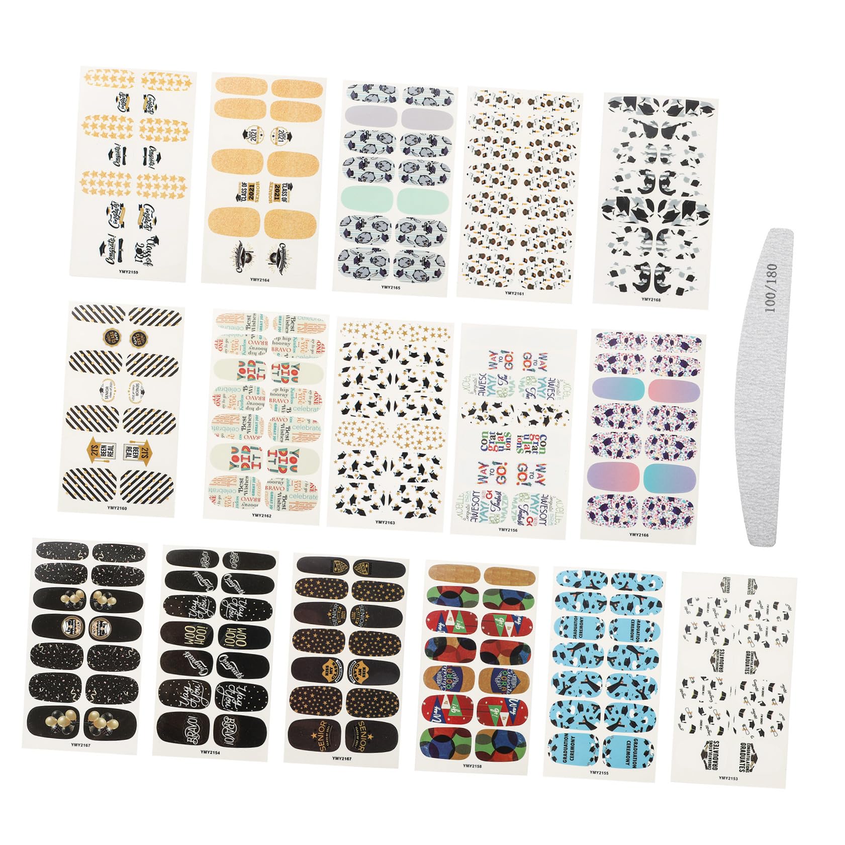 Healeved 32 Fogli 1 Set Adesivi Per Nail Art Per La Laurea Francese Decorazione Per Unghie Adesivi Per Unghie Decalcomanie Per Unghie Decorazioni Per Unghie Per Nail Art Unghia Etichetta
