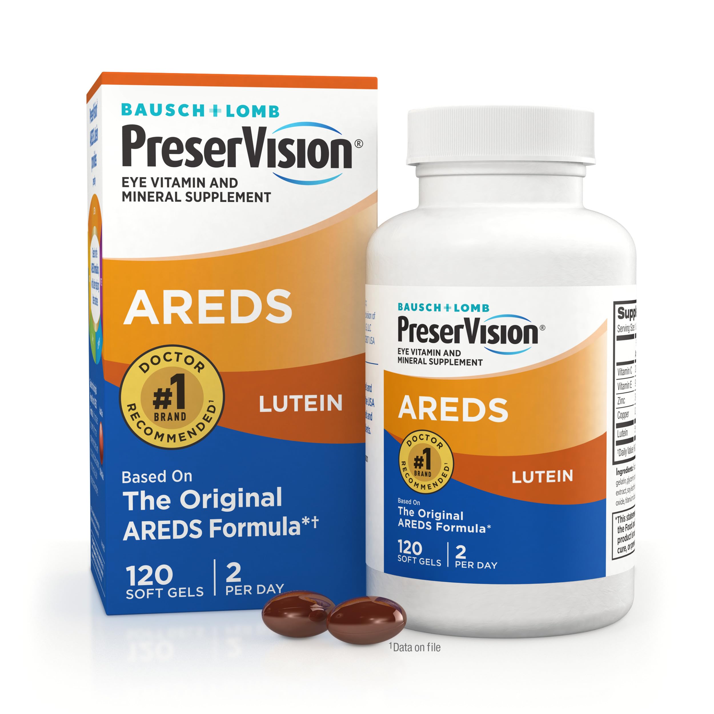 PreserVision AREDS Lutein Eye Vitamin and Mineral Supplement, Beta-Carotene - Softgels,120 ct