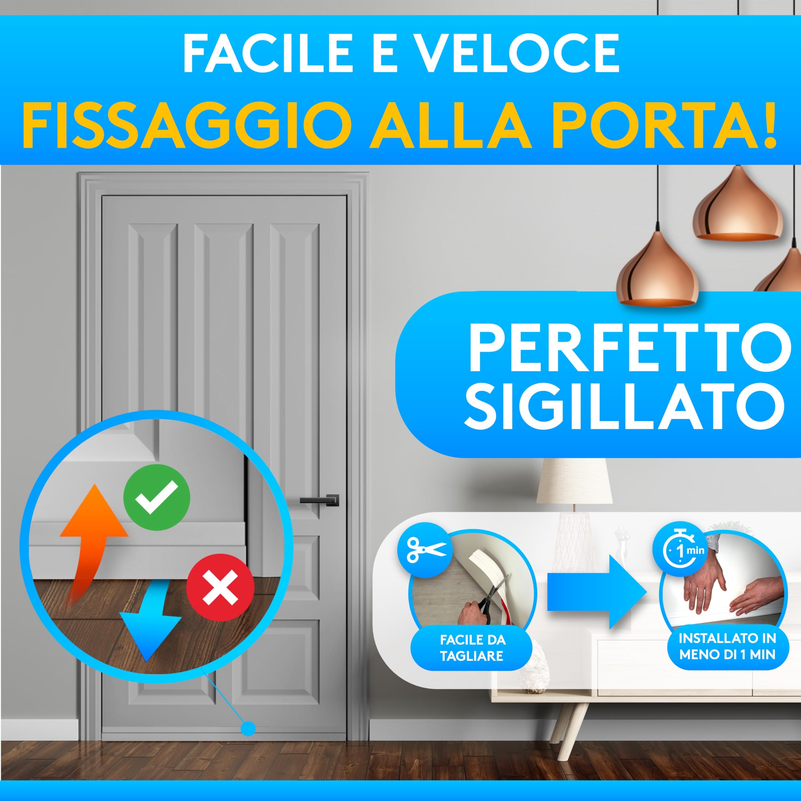 SilverRack Paraspifferi porta blindata Premium - Paraspifferi sottoporta - 1x1m Grigio - Paraspiffero Isolante dal Freddo Ideale per l'Isolamento Acustico - Paraspiffero per Porta d'Ingresso