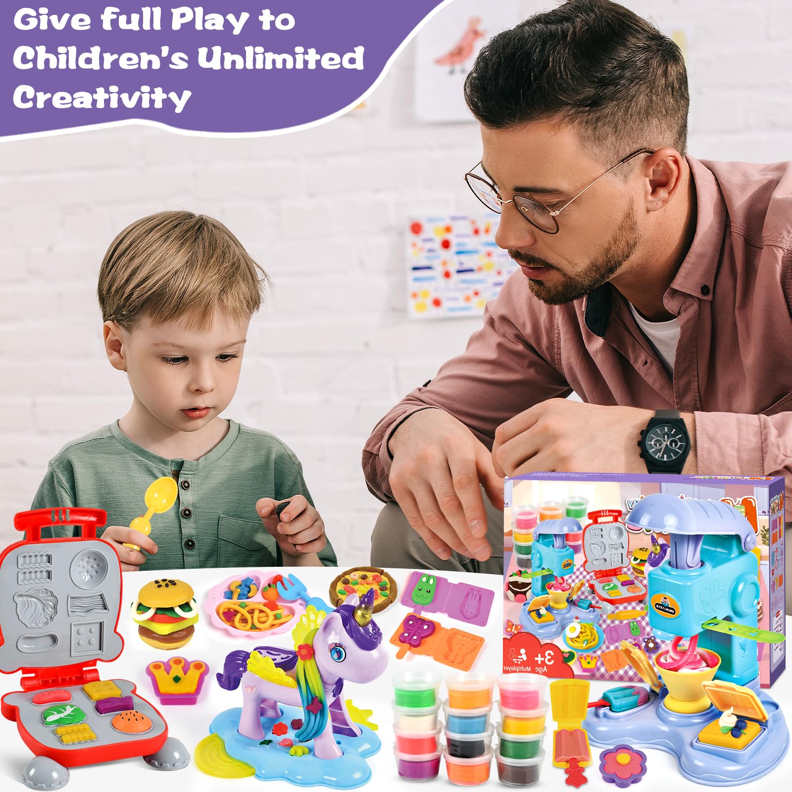 Set Di Formine Per Plastilina 52 Pezzi Con 12 Vasetti - Giochi Creativi Per Bambini 2-12 Anni - 4