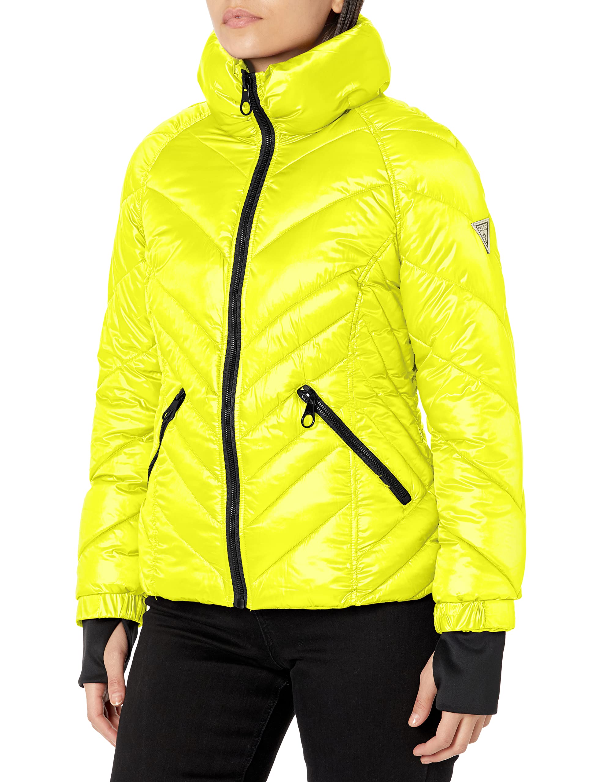 GUESS Women's Puffer Storm Cuffs– Quilted, Transitional Jacket