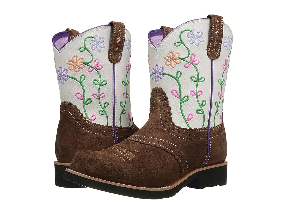

Ariat Kids Fatbaby Blossom (Toddler/Little Kid/Big Kid) (Saddle Tan Suede/Marshmallow) Cowboy Boots, Brown