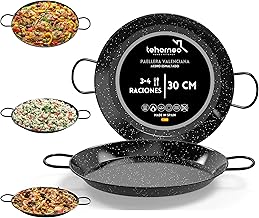 TEHORNEO Induction Paella Pan, 30 cm Enameled Steel 3-4 Servings, Ceramic Paella Pan, Gas Paella Pan, Induction Paella Pan, Electric Paella Pan, Paella Pan 3 People, Paella Pan 30 cm