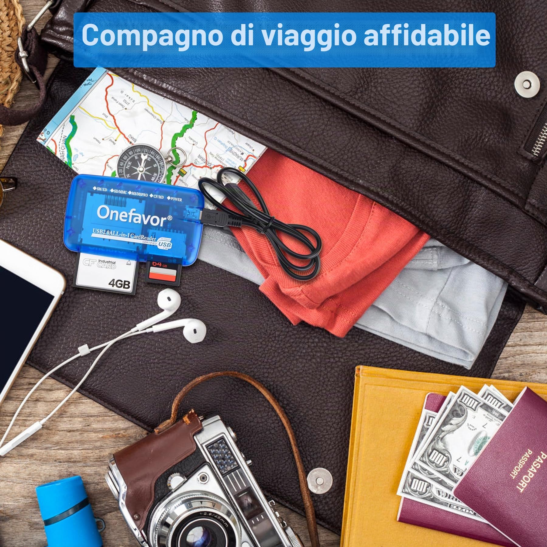 SmartMedia - Lettore di schede, lettore di schede, USB universale, adattatore multi-card slim hub per lettura Smart Media SD, XD, CF, MMC, MS Pro Duo, lettore di schede di memoria flash per