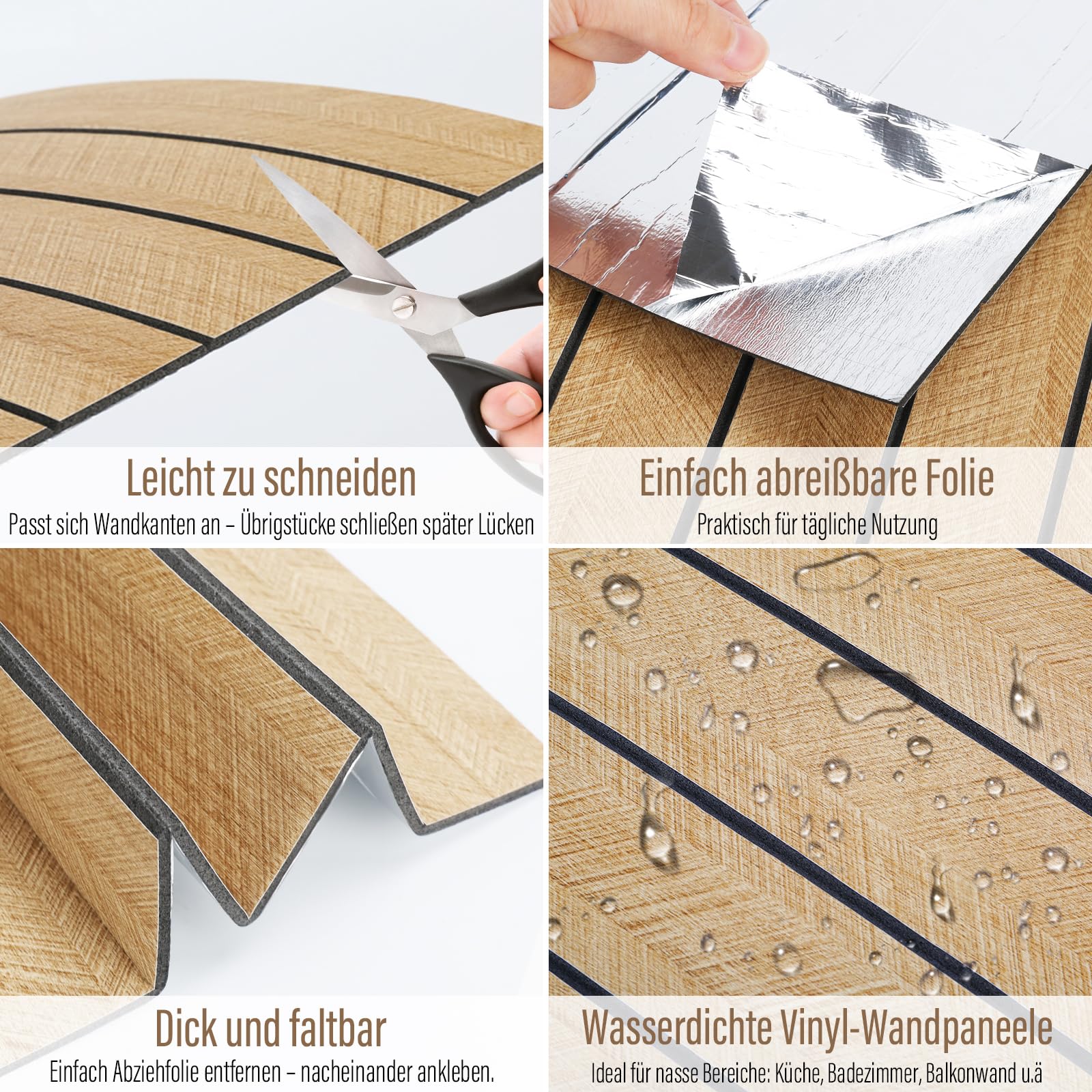 Wandpaneele Selbstklebend 3D Holzoptik Wandverkleidung mit Realistischer Holzmaserung, Wasserfest & Zuschneidbar, Dekorative Wandpaneele für Wohnzimmer Schlafzimmer TV-Wand Flur Büro Mietwohnung(Gelb)