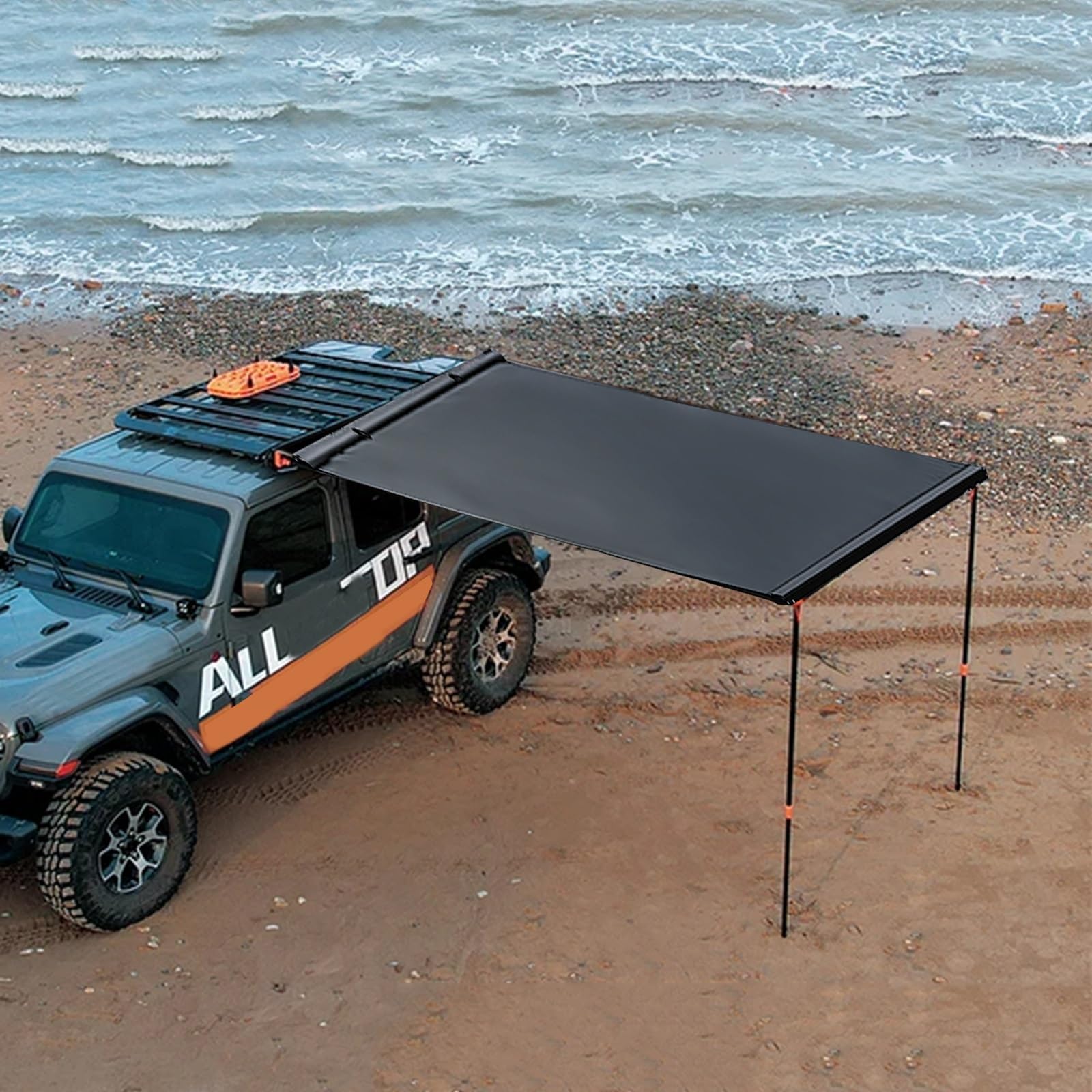 Markiza Samochodowa Campervan Overlanding Sides Pull-Out Vehicle Shades, Markizy do Przyczep Kempingowych, 300D Oxford Anti-UV Waterproof do Samochodów SUV(200x300cm/6.6x9.8ft)