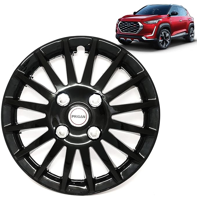 PRIGAN Magnite Black Wheel Cover 16" (Set of 4 Pcs) (Press Fitting