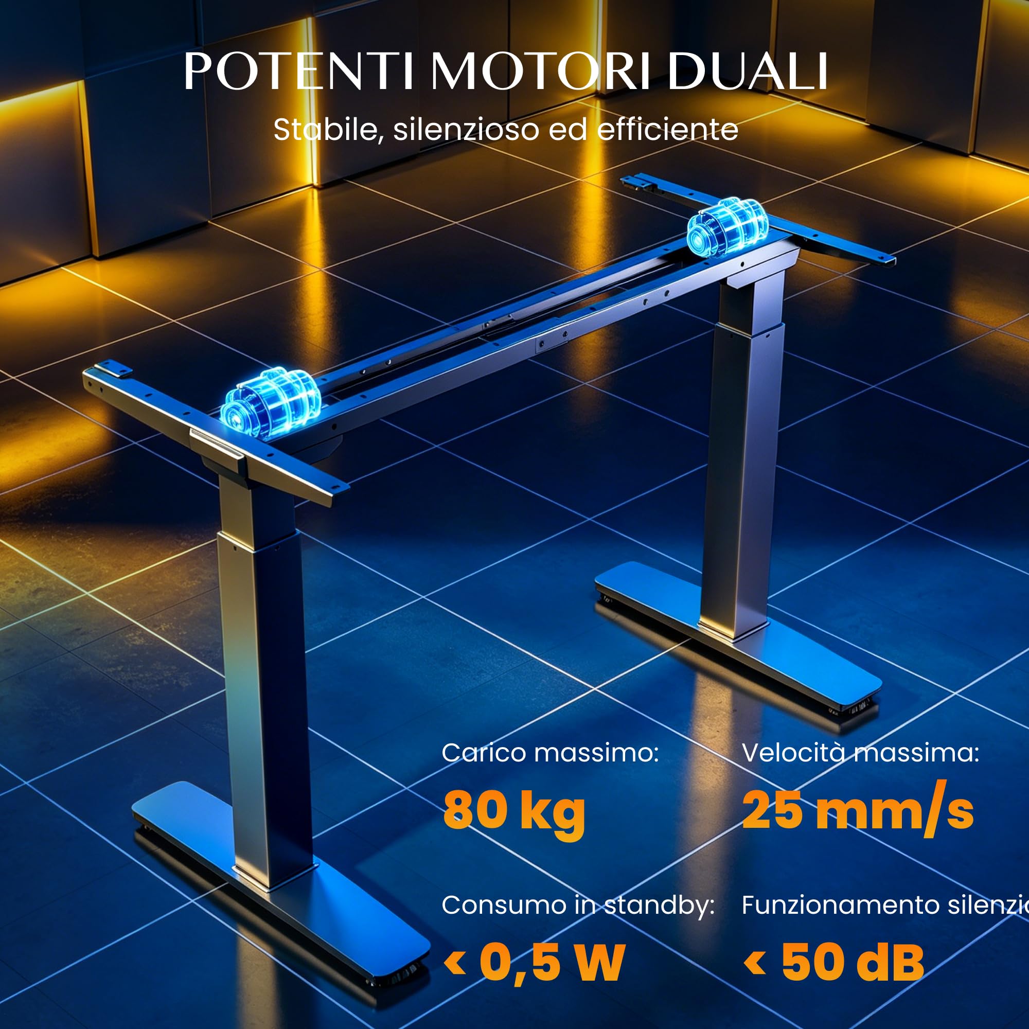 FLEXISPOT Scrivania Gaming Regolabile in Altezza 120x70 cm, Doppio Motore, Illuminazione LED, Gestione Cavi, Portata 120 kg, Piano a 5 Strati, Nero
