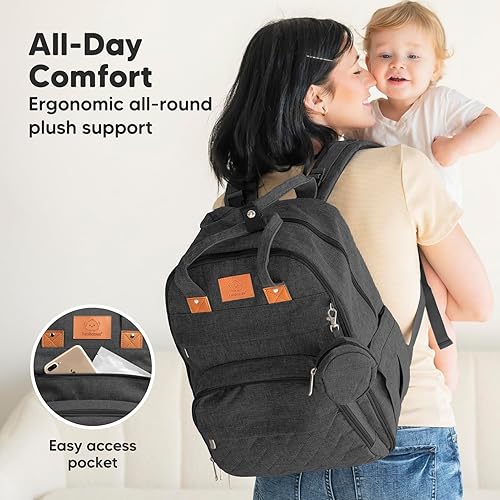 Miniatura 7 de KeaBabies Mochila para pañales Bolsa de pañales grande para bebé con cambiador, mochila de viaje para mamá y papá, impermeable, multifunción
