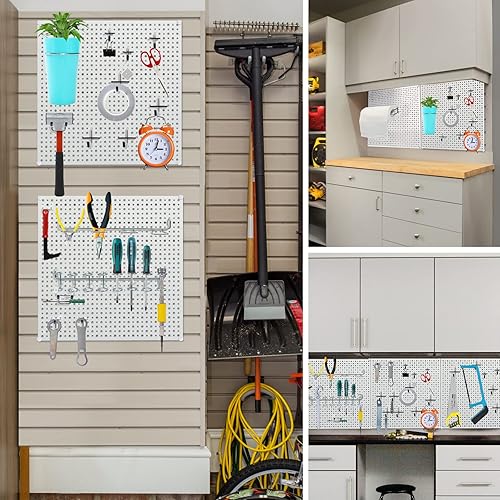 Miniatura 7 de Daanxw Ganchos para tablero perforado resistentes de 14 de pulgada, ganchos de metal para almacenamiento colgante (60 ganchos L, rojo)