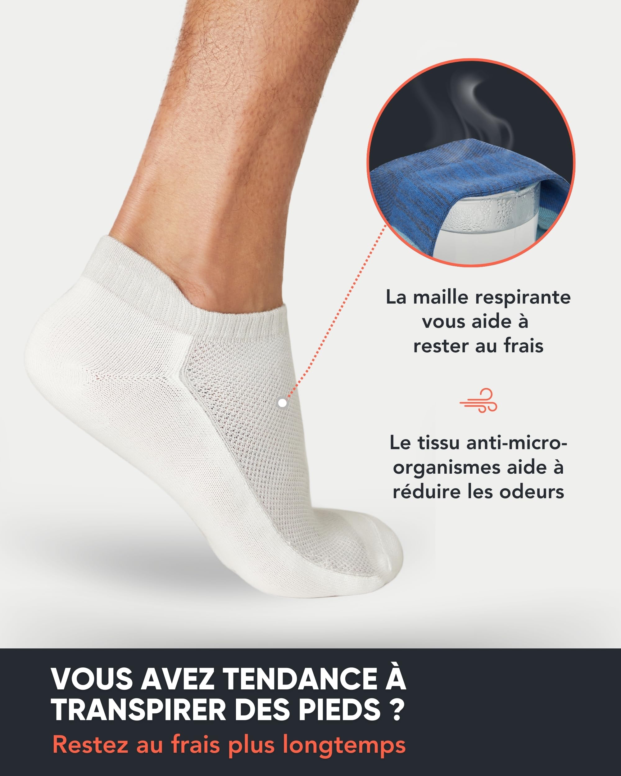FM London Lot de 8 Paires de Chaussettes pour Homme en Bambou, Socquettes pour Homme, Chaussettes de Running, Respirantes, Résistantes aux Odeurs, avec Languette de Protection au Talon