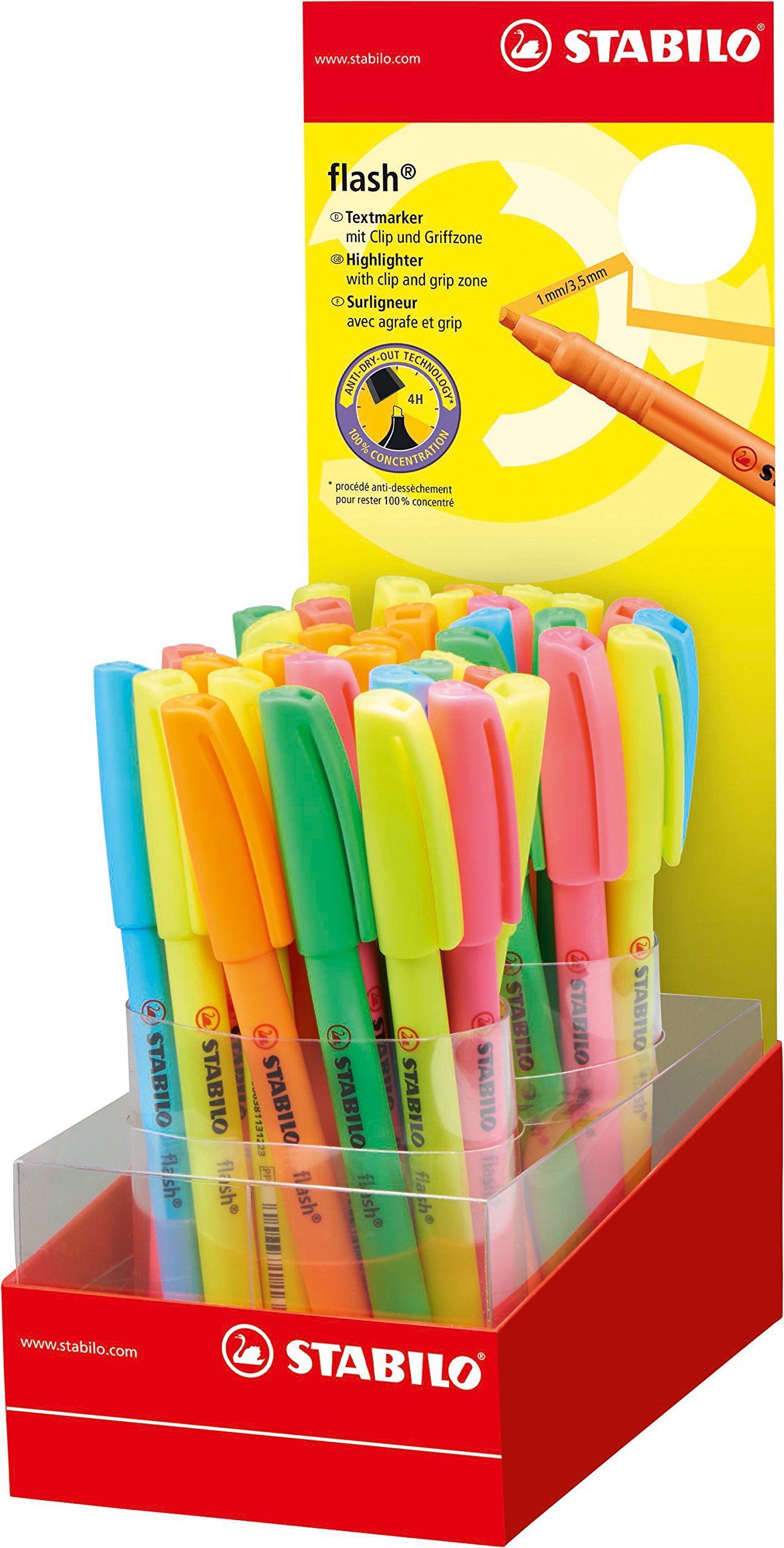 STABILO 555/40–1 Flash Textmarker – verschiedene Farben (5 Stück)