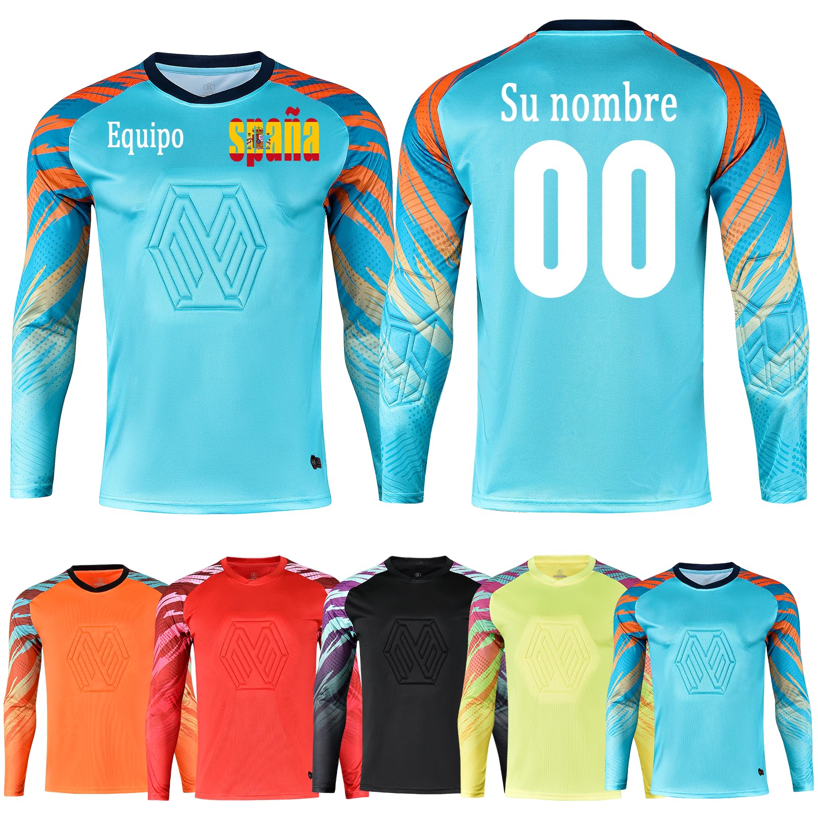OPUTWDF Equipacione Portero Futbol Niño Hombre Camiseta de Portero de Fútbol Personalizable + Pantalón Corto o Pantalón