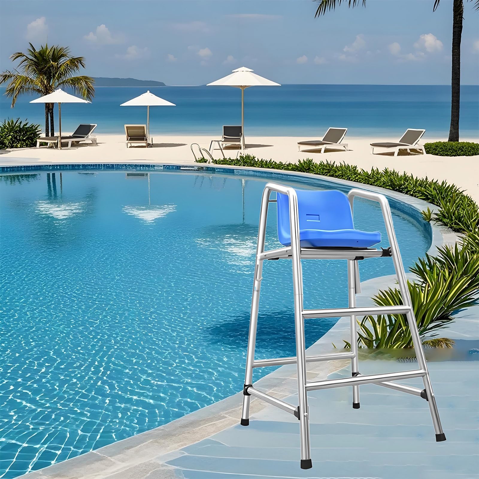 Chaise de surveillance en acier inoxydable avec assise confortable