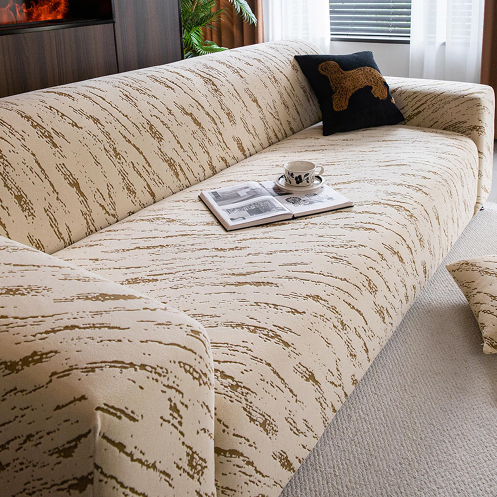 Pers D 1/2/3/4/5 Seater Sofa Slipcovers With Pillowcase, All-Inclusive Sofa Covers, High Stretch Scratch Resistant Sofa Slipcover, Non-Slip Ustproof Sofa Cover(Size:5 Seater(305-360Cm),Color:d)
