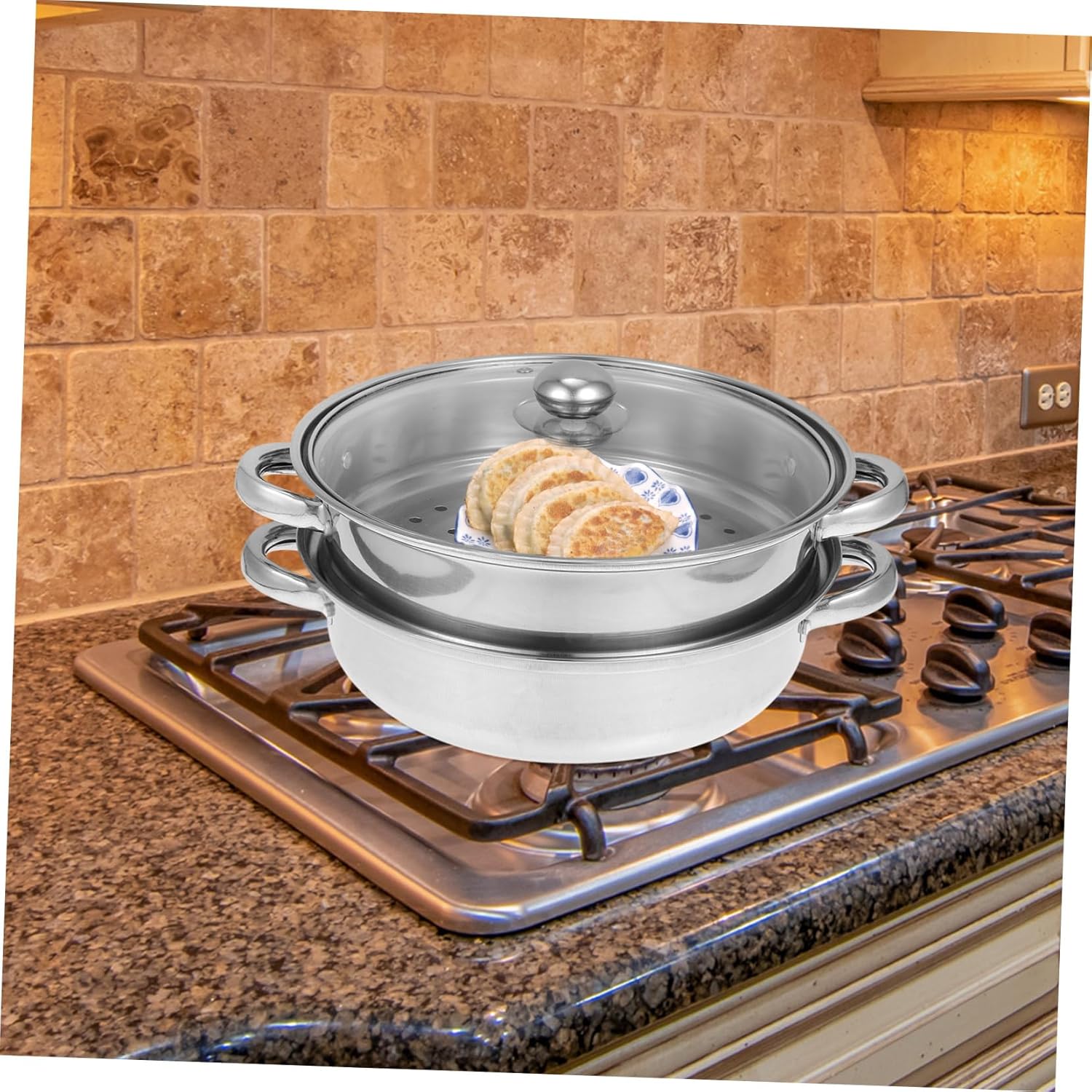 Stainless Steel Double Boiler Steamer Pot Handle Design Food Steaming Pot for Cooking