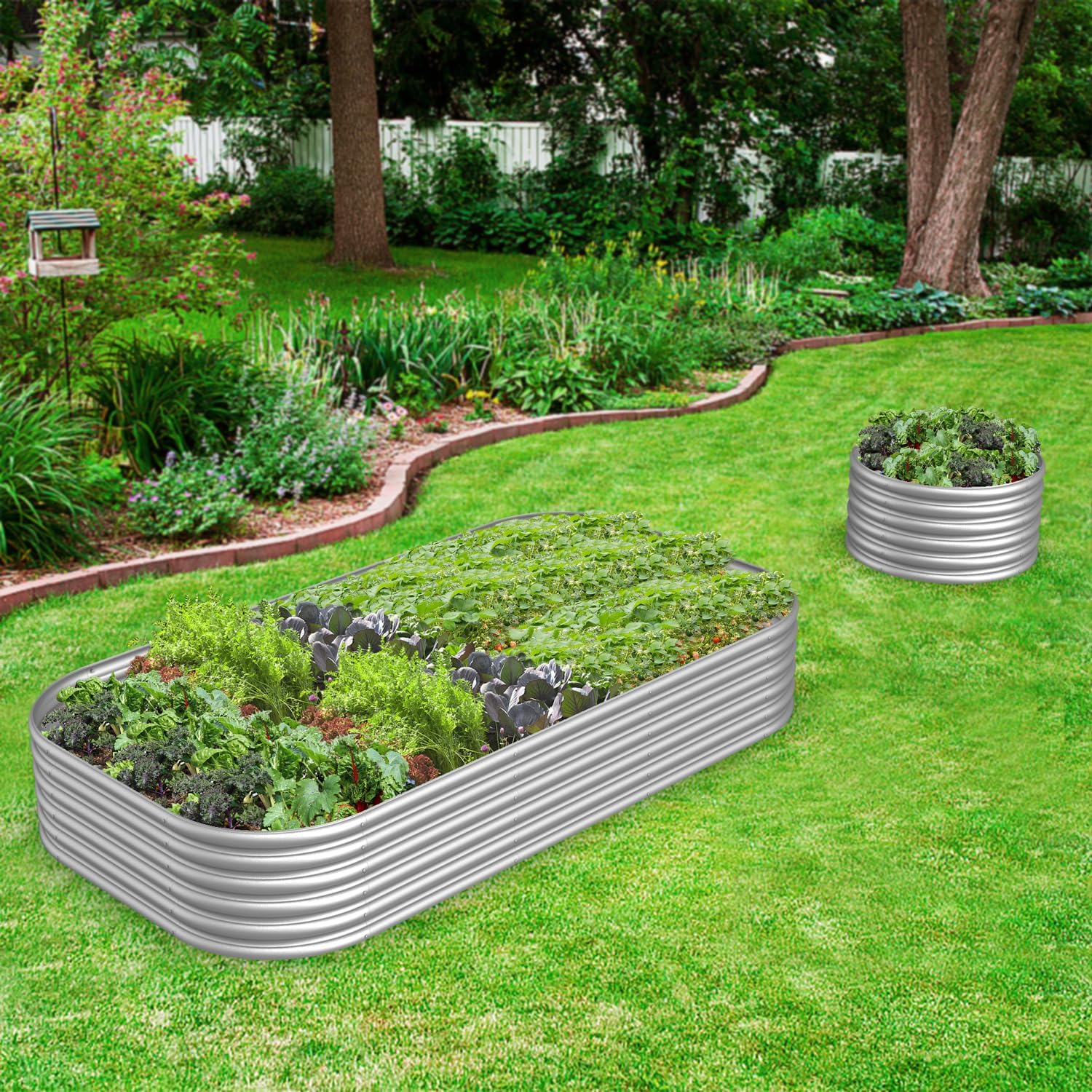 FRIZIONE 2-Pack 5FT(L)×2FT(W)×2FT(H) Raised Garden Bed Outdoor, Adjustable Raised Garden Beds for Flower, Raised Planter Box Outdoor for Herb, Vegetable