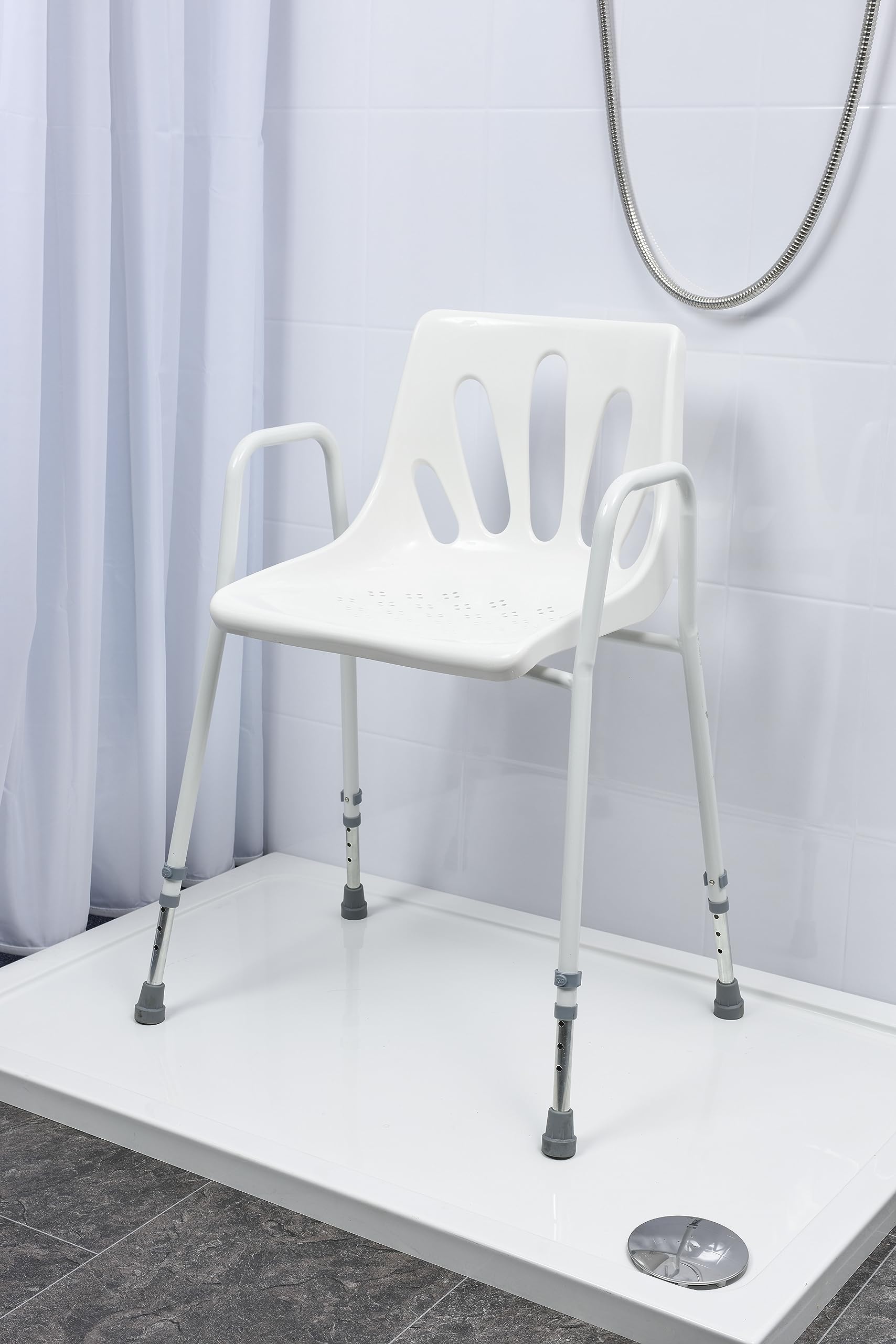 NRS Healthcare Fotel prysznicowy z podłokietnikami P01560 - z regulacją wysokości (kwalifikuje się do zwolnienia z podatku VAT w Wielkiej Brytanii)