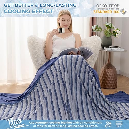 Miniatura 3 de Mantas refrescantes, tamaño King con efecto de enfriamiento mejorado de doble cara, mantas japonesas Q-Max 0.5, ligeras y transpirables para
