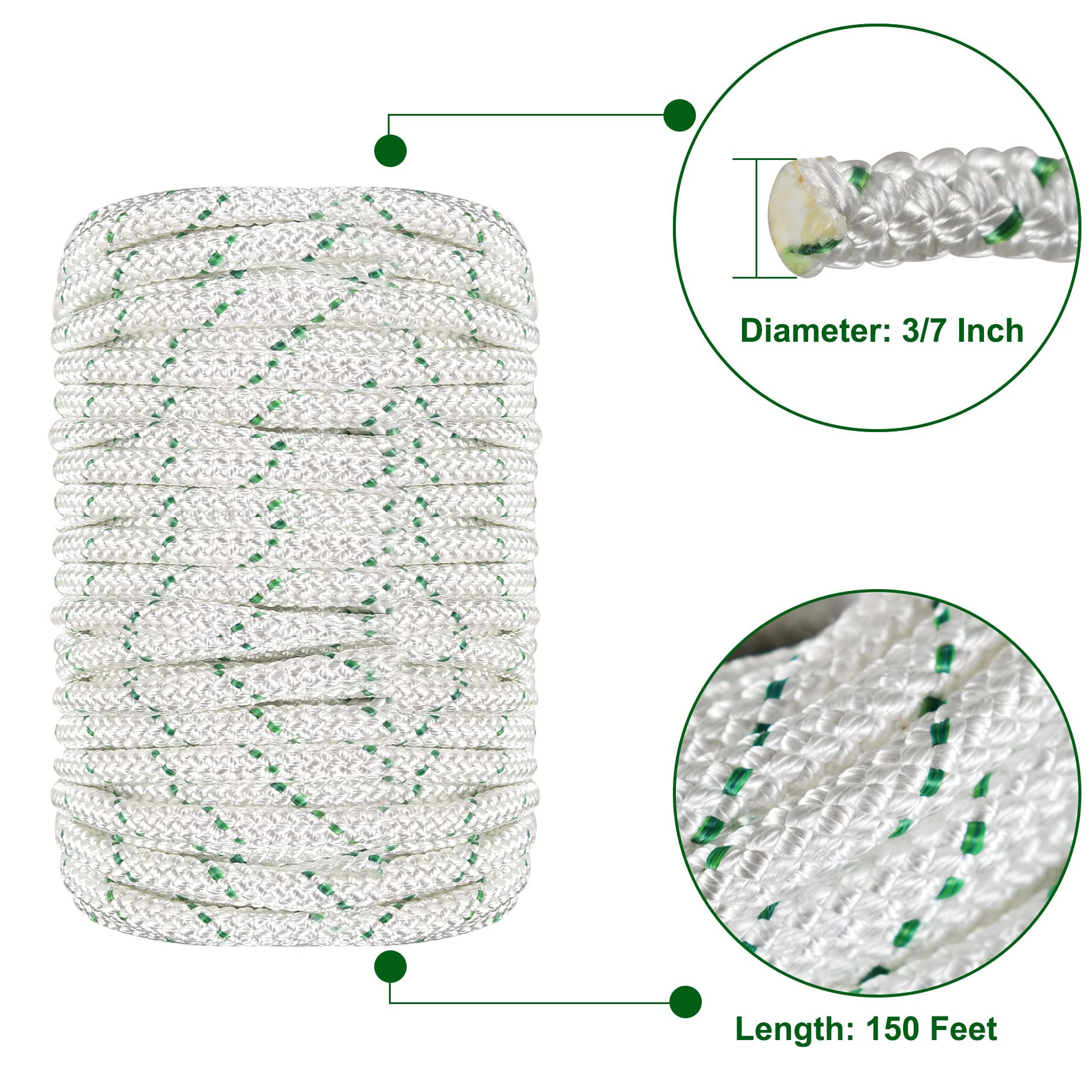 HOSTIC Double Braid Polyester Rope Pulling Rope Tree Cutting Ropes ...