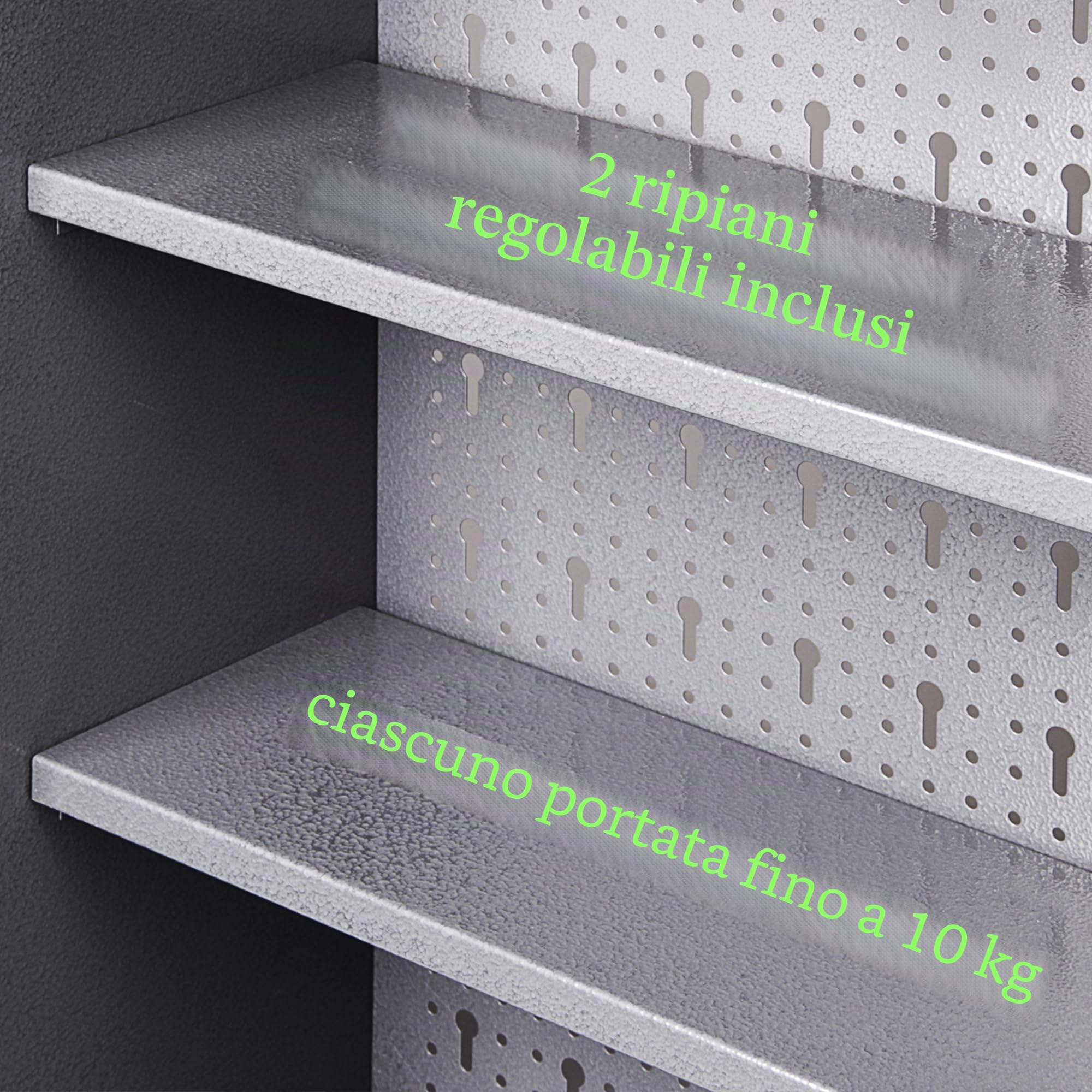Ondis24, armadio da parete in metallo, armadio per utensili chiudibile, grigio nero, 120 cm - Kurt
