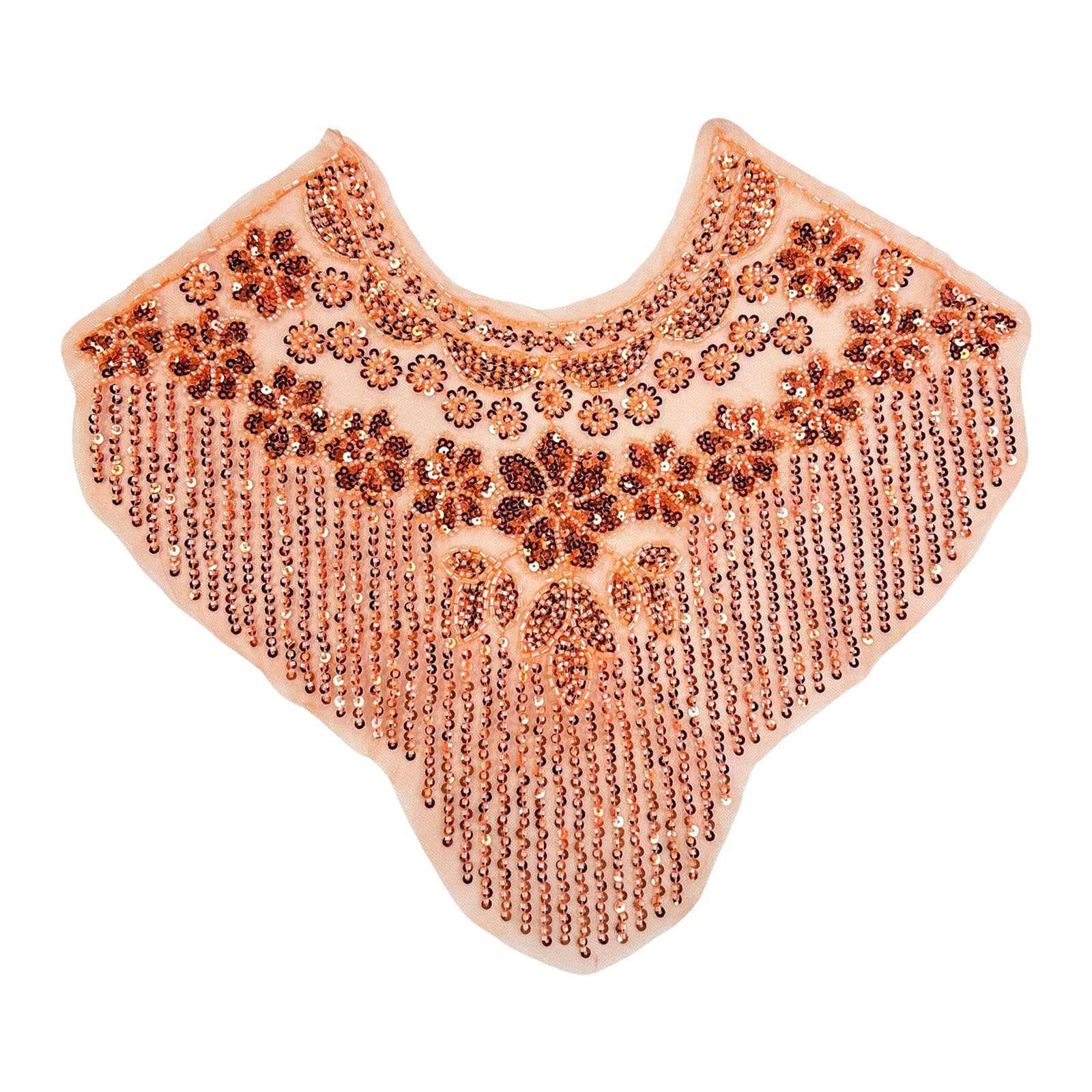 Carotoe O Recyclable Polyester Embroidery Patches With Beads For Sustainable Fashion Enhancement Beads Fabric Patches