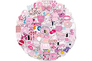 100 Pcs Preppy Stickers Pink Stickers Pack Aesthetic Stickers Water Bottle Smile Stickers