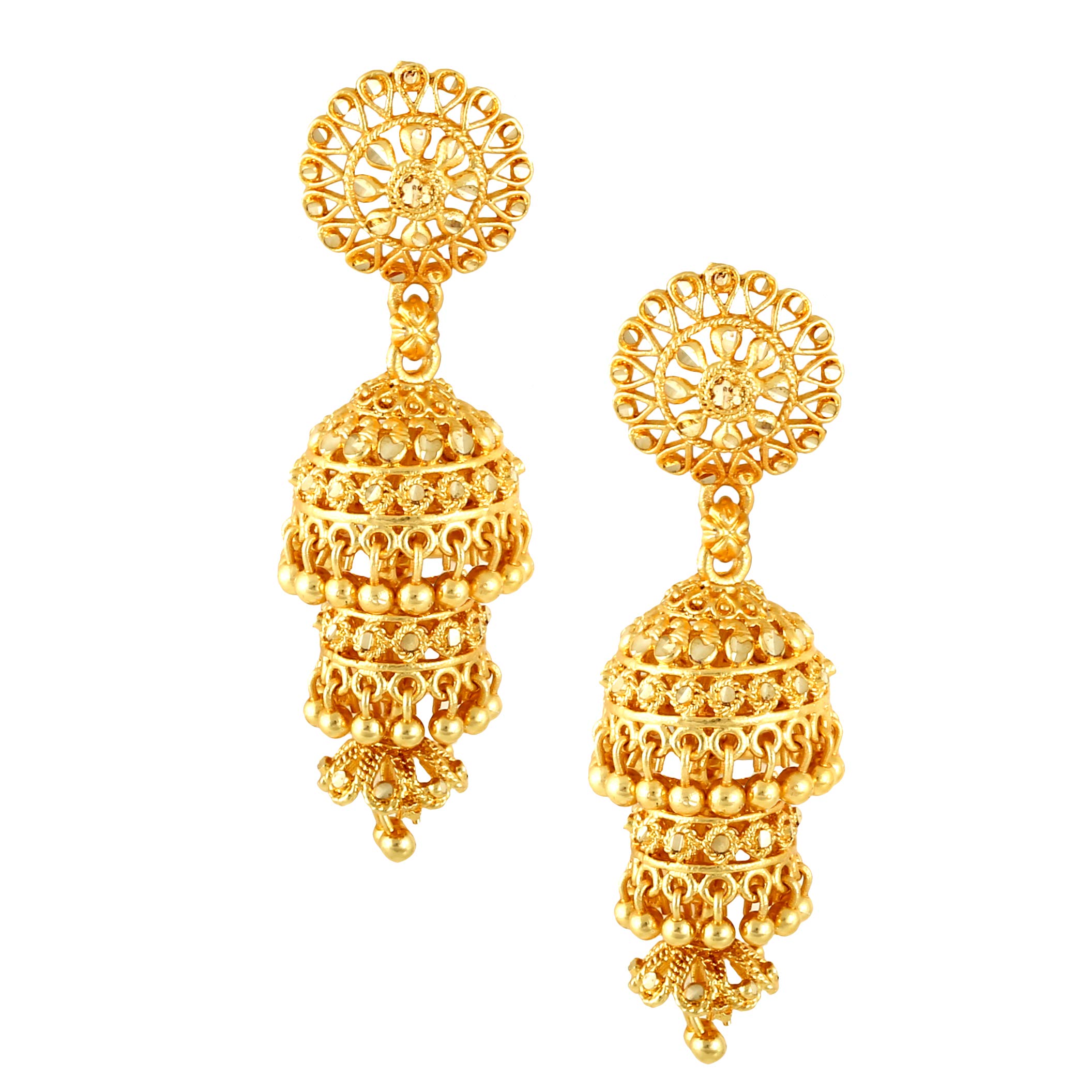 SHAYZA Traditional Temple Jewellery 18k One Gram Gold Ethnic Stylish South Indian Screw Back Studs Meenakari Round Flower Ear Jhumkas Jhumka Earrings Set For Women girls Latest GOLD JHUMKI-S144 (B08THXC71Q) Amazon Price History, Amazon Price Tracker