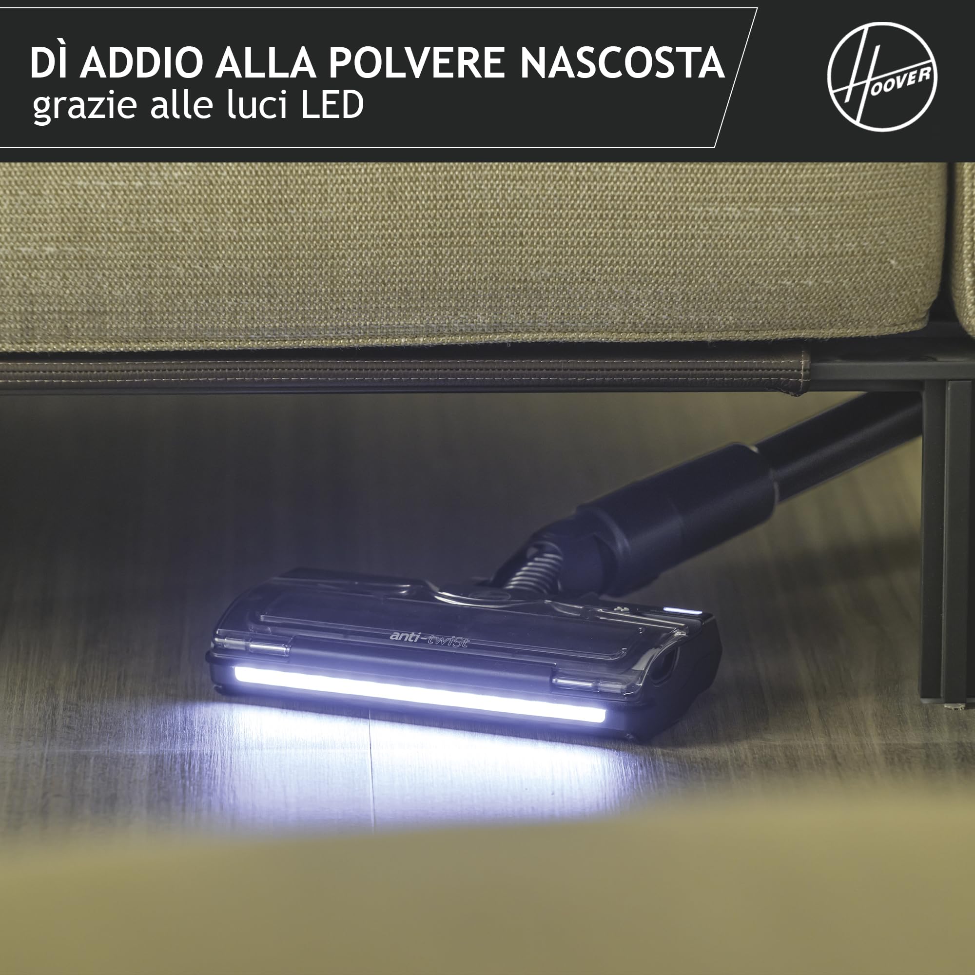 Hoover HF2 Aspirapolvere senza fili Ultraleggero, Tecnologia di compattazione polvere, Spazzola Multisuperficie Anti Groviglio, Luci LED, KIT accessori per una pulizia completa [HF2Z10H]
