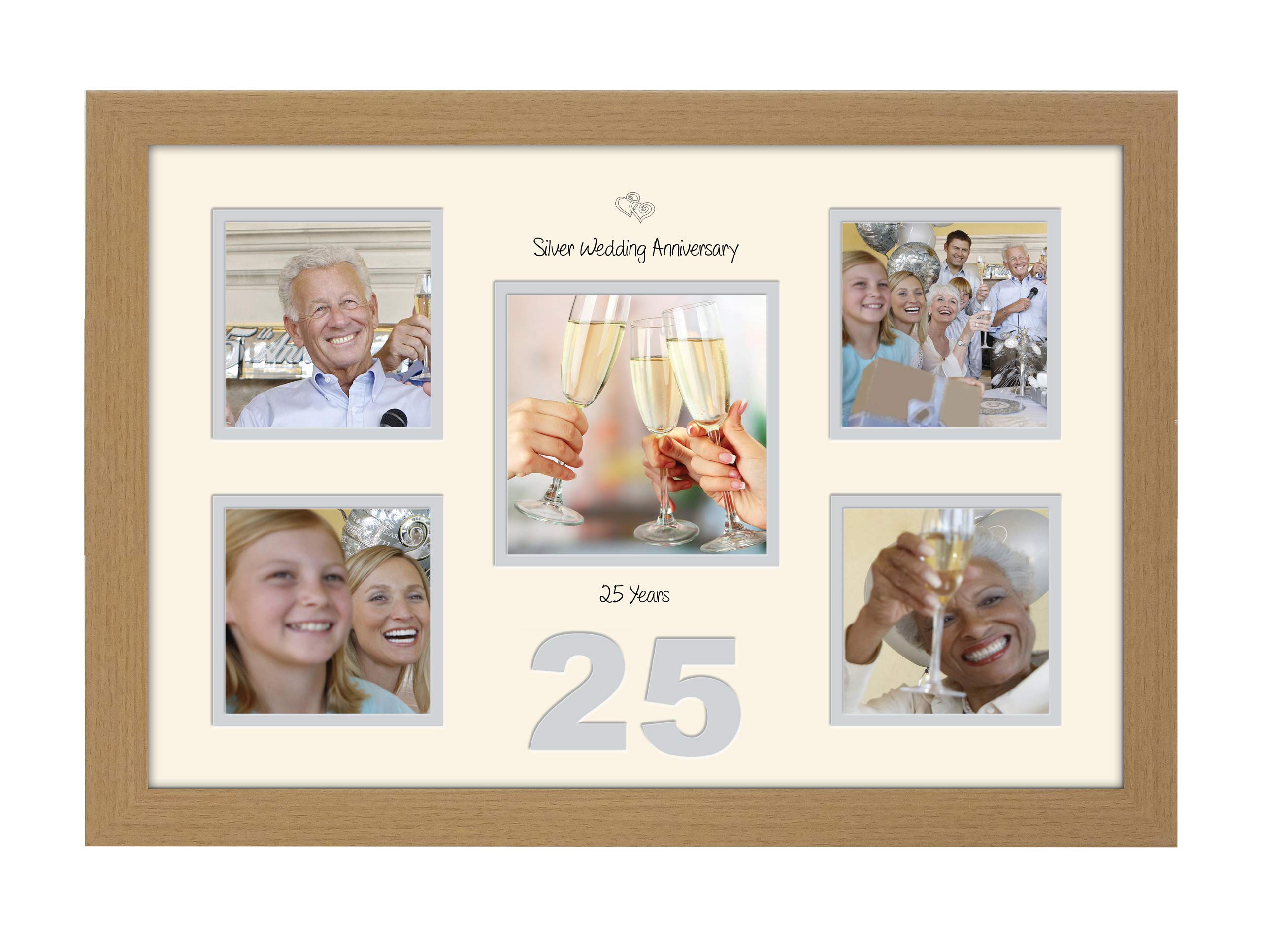 Photos In A Word Oak Finish Frame Cream Mount Grey Inside 25Th Anniversary Photo Frame Silver Wedding 4X4 X4 And 5X5 974D (Oak Finish Frame Cream Mount Grey Inside)