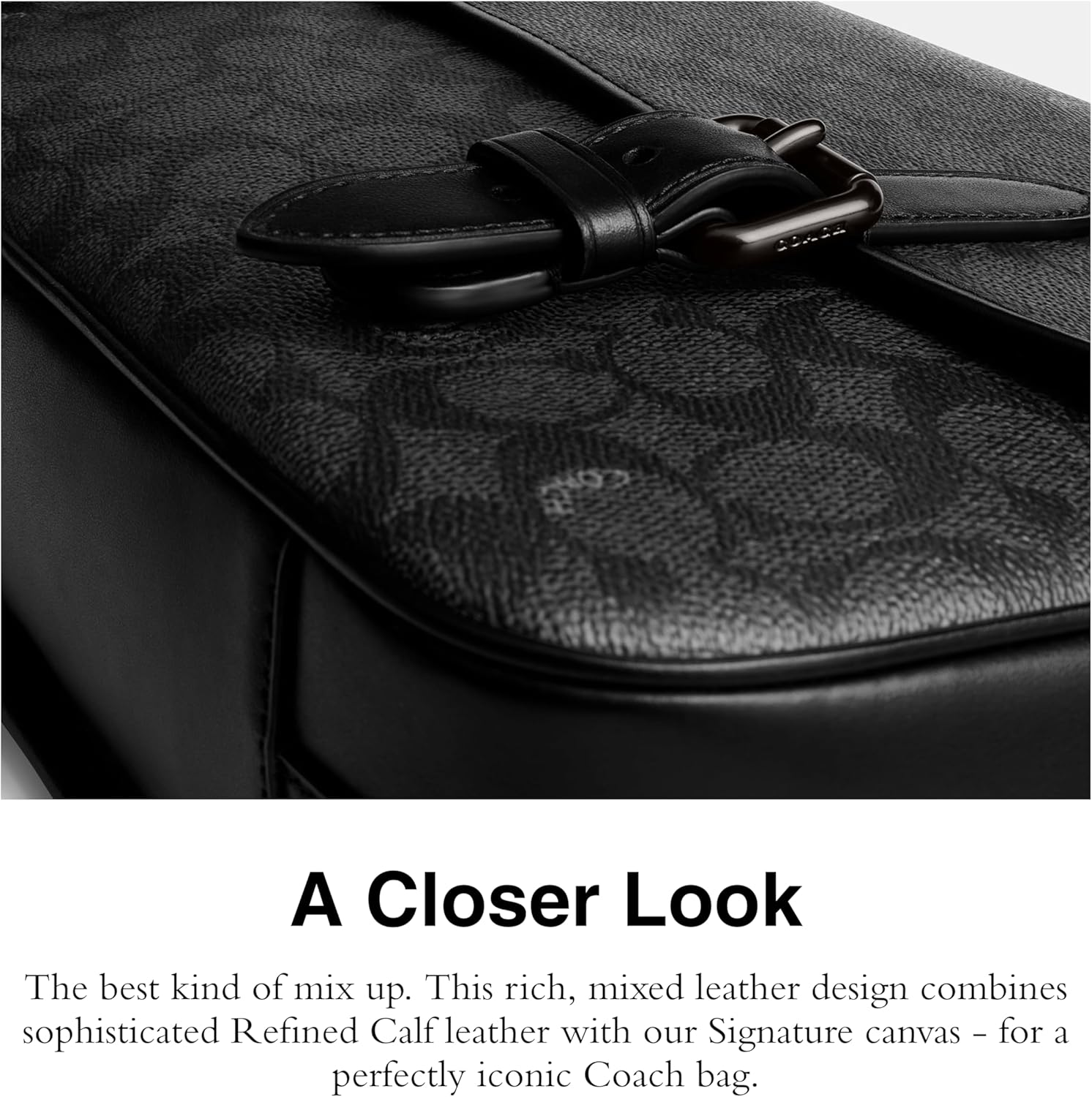 COACH Hitch Messenger Bag in Signature Canvas, Charcoal - Image 4