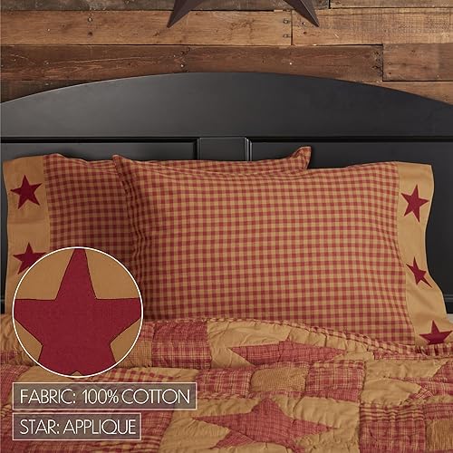 Miniatura 3 de VHC Brands Ninepatch Star - Juego de 2 fundas de almohada estándar con borde de apliques, 21 x 30 pulgadas, accesorios de ropa de cama campestre,