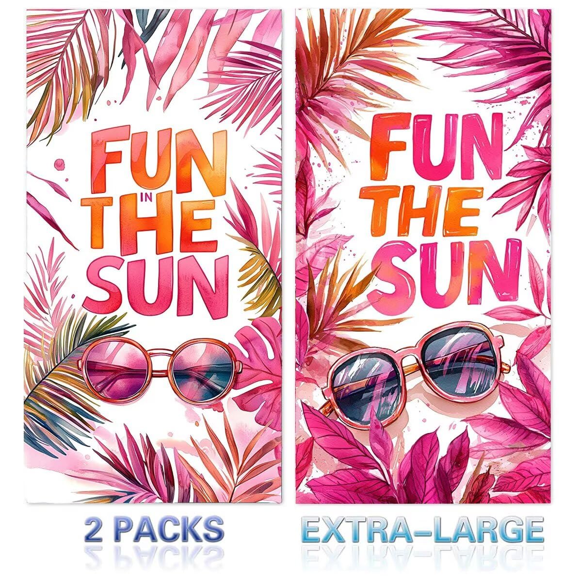 Strandtuch XXL, Mikrofaser Handtuch 2er Set 90 x 200 cm Groß Badetuch, Sommertag Strandtuch Schnell Trocknendes, Sandbeständig, Summer Must Haves, Saunahandtuch Herren, Geschenke für Frauen C-946