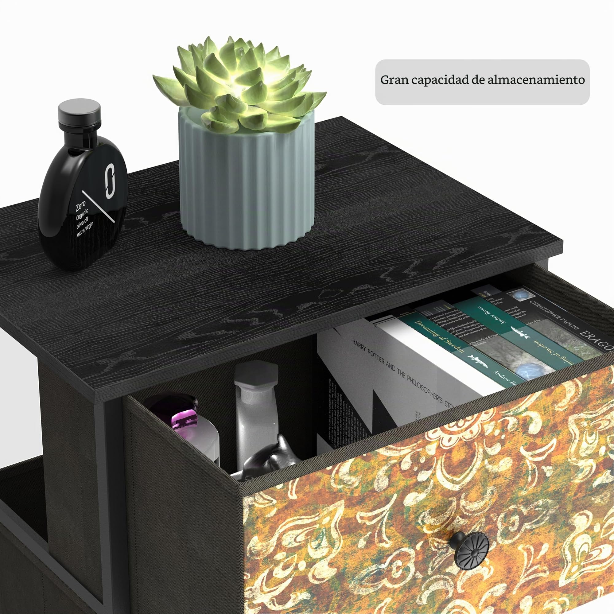 Cómoda con 4 cajones de tela estrecha Armario de tocador bohemio, armario de almacenamiento para dormitorio, armario industrial para salón, habitación infantil, pasillo