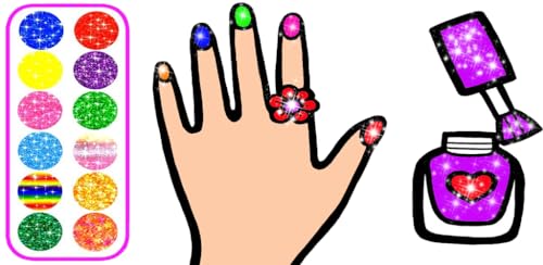 Nail Art Coloring Book Glitter Pages for Kids