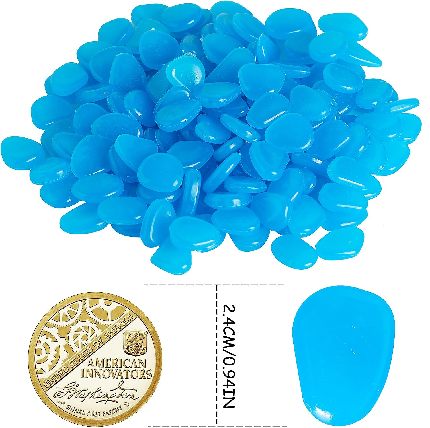 OSOPOLA 150 PCS Blue Glow Rocks Luminous Stones DIY Pebbles Aquarium Garden