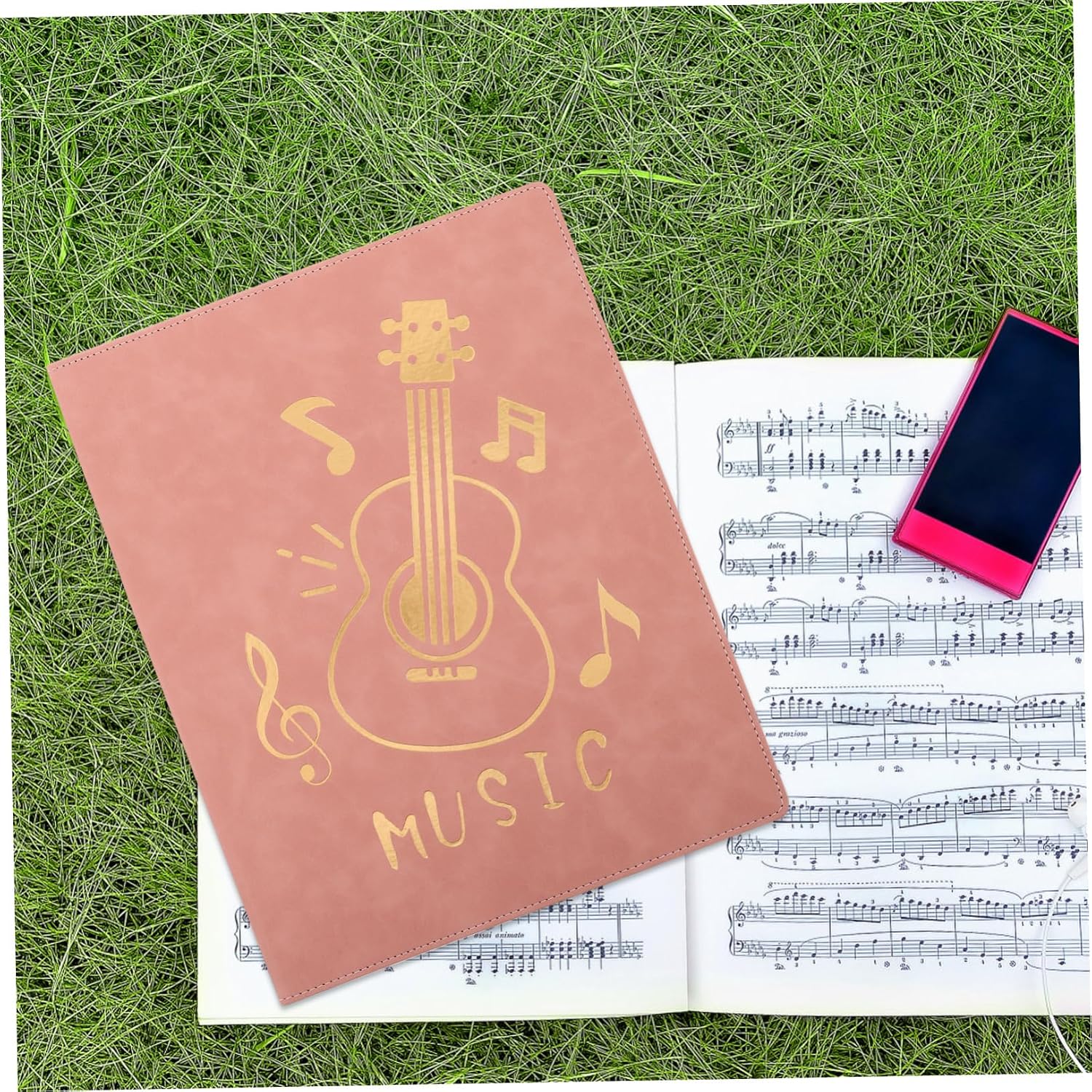 YARNOW Piano Sheet Music Binder A4 Size Music Score Folder with Writable Pages for Musicians Keyboard Players and School Use Pink Color